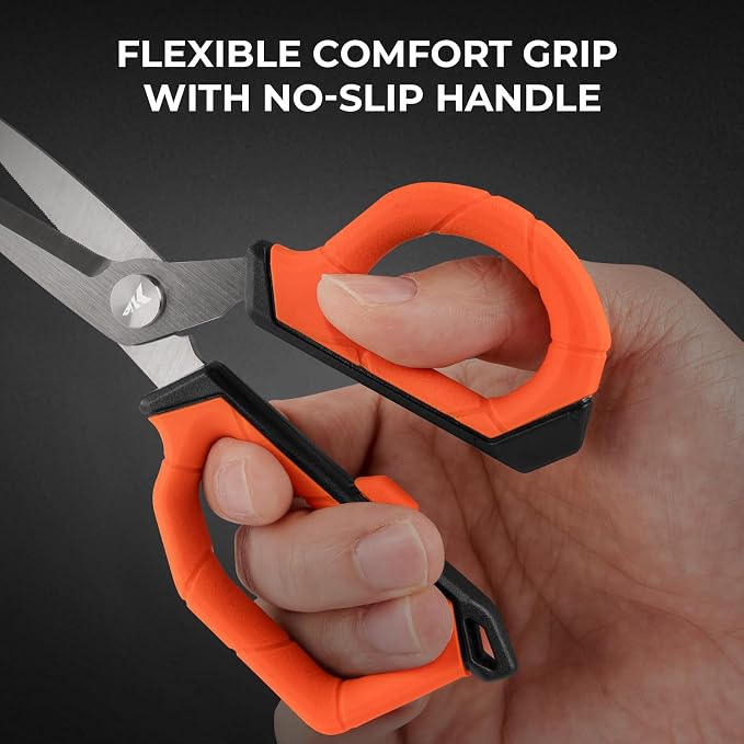 KastKing Paradox 6-inch Fishing Scissors for Braided Fishing Line | Fishing Line Cutters With Stainless Steel Blades and Non-Slip Rubber Handle, Protective Sheath With Built-in Hook Sharpener