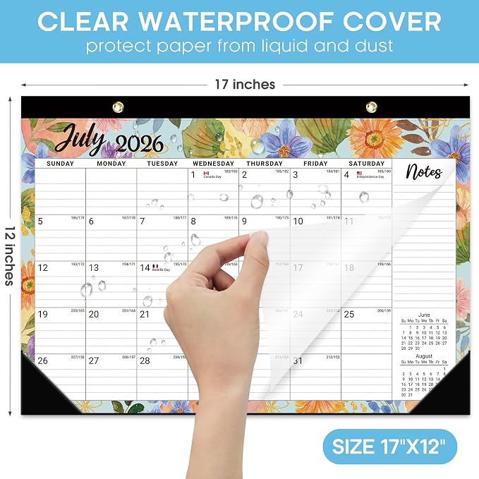 3 Pack of Desk Calendar 2026-2027, 18-Month Calendar Runs from July 2026 to December 2027, Large 17" x 12" Monthly Desktop & Wall Calendar for Home & Office - Botanic Whimsy