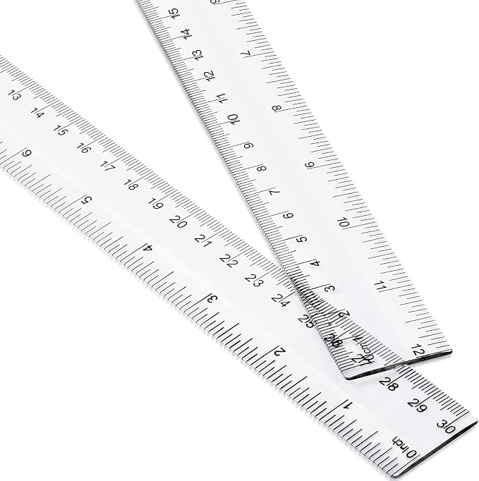 EBOOT 2 Pack Plastic Ruler Straight Ruler Plastic Measuring Tool for Student School Office(Clear,12 Inch)