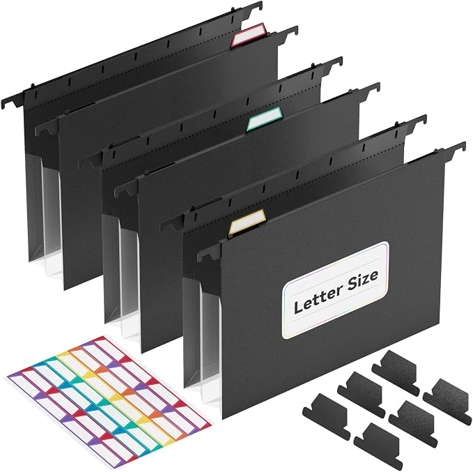 ThinkTex Extra Capacity Plastic Hanging File Folders, 3 Pack Reinforced Expanding Hang Folder Letter Size,Accordion Pocket,Heavy Duty 3.15 Inch Expansion,Hanging Folder Organizer for Office Home
