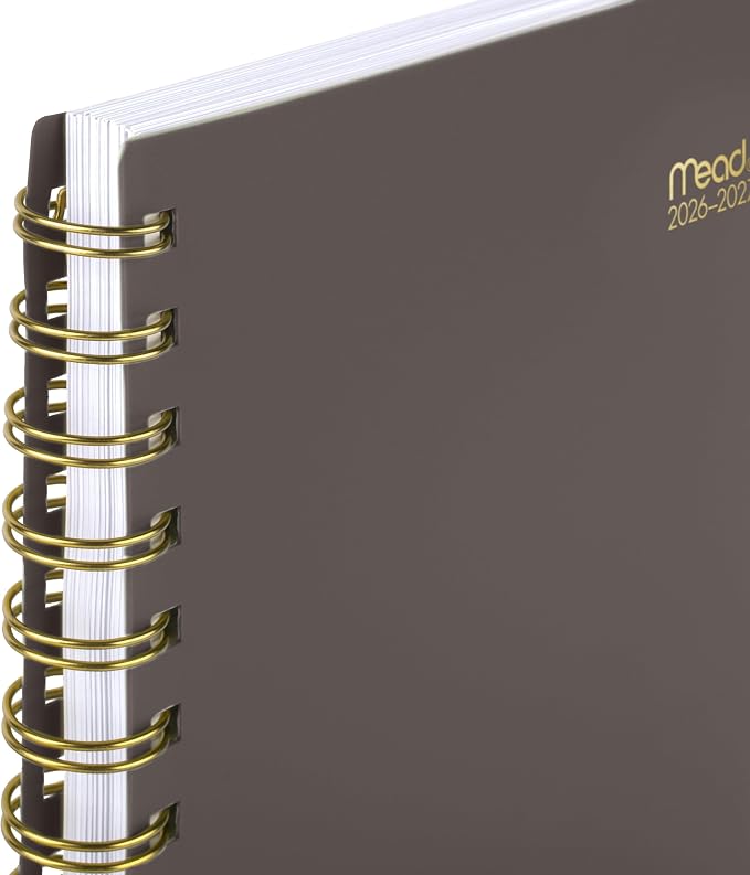 Mead Planner 2026-2027 Weekly & Monthly Academic 15-Month April-June, 5.5" x 8.5", Ground Coffee (CAW42004) (Pack of 12)