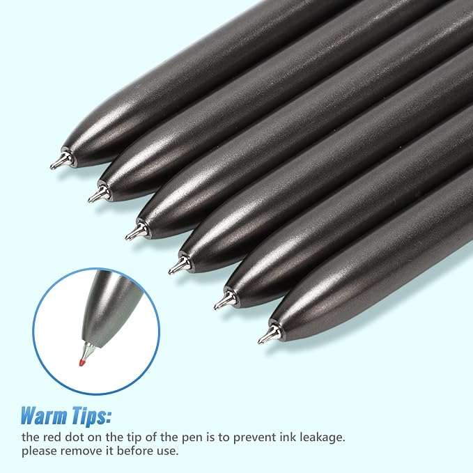 12 Pcs Black Gel Pens 0.5mm Retractable Pen, Gel Ink Pens Bulk, Gray | Quick Drying Fine Point Pens Smooth Writing, ABS Case with Pocket Clip Perferct for Office,Back to School