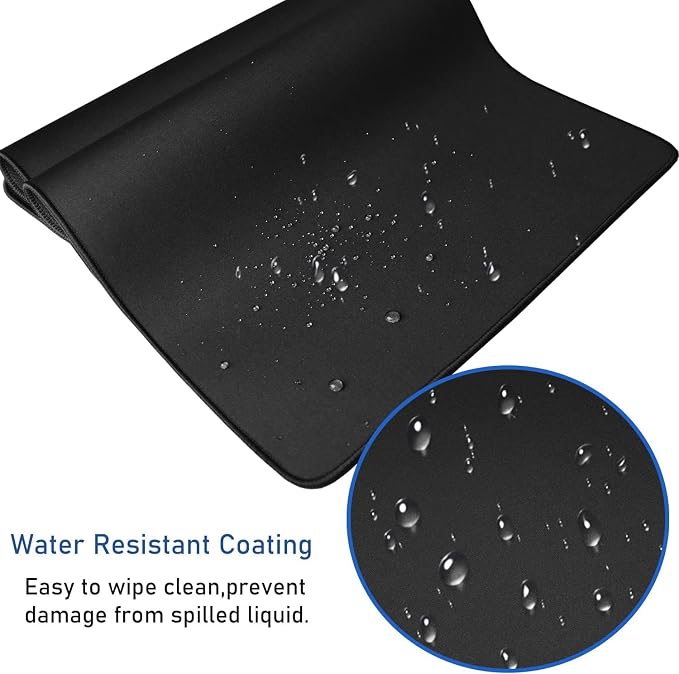 Large Mouse Pad, (31.5X11.8In) Durable Non-Slip Natural Rubber Base Desk Mousepad with Stitched Edges, Waterproof Computer Keyboard Pad Mat for Esports Pros/Gamer/Desktop/Office/Home - Black