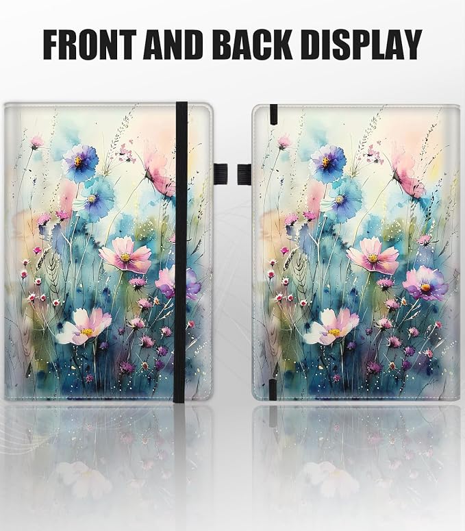 Hardcover Executive Notebooks, A5 PU Leather Lined Journal Notebook, 200 Pages Thick Paper Subject Notebooks for School,Work,Home Writing Business Notebook, Diary Book ，Watercolor Flowers