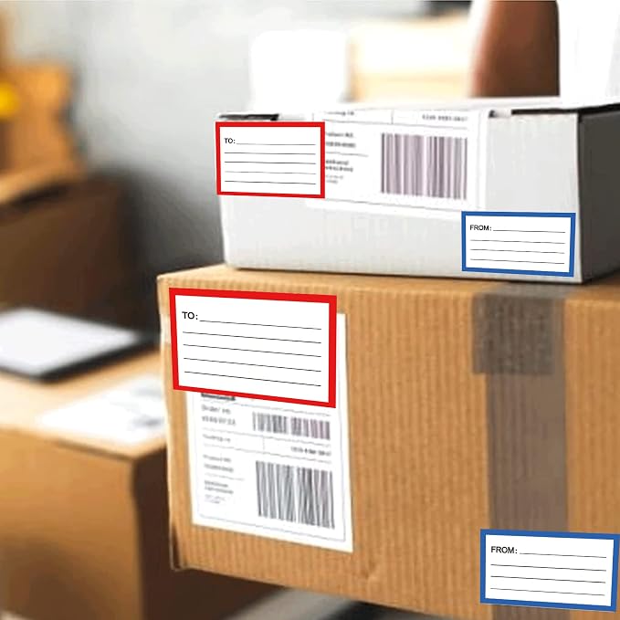 to from Return Address Mailing Labels 60 Sheet Blank Mail Shipping Label | Postage Guaranteed Stickers 3.5x4.5'' Self Adhesive Handwriting to/from Address Tags Sticker for Package School,Home,Office
