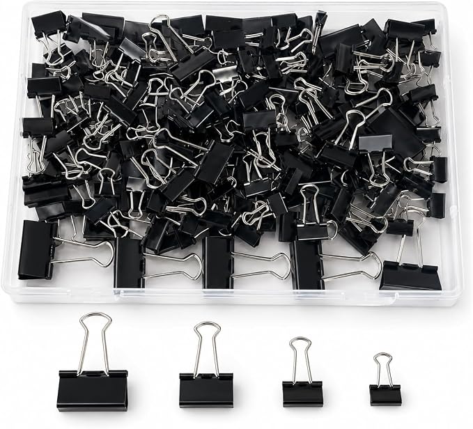 180Pcs Colorful Binder Clips Assorted Size, Metal Paper Clips for Daily Use | Clips Office Supplies for Documents, Files, School Supplies, Home and Desk Organization