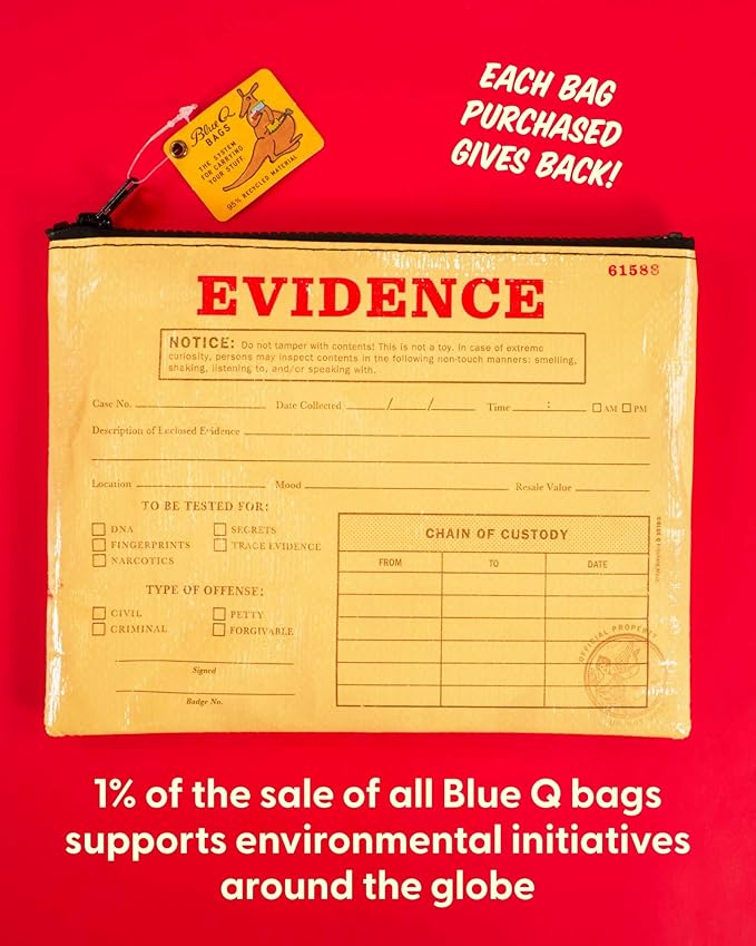Blue Q Zipper Pouch, Made from 95% Recycled Material, 7.25" h x 9.5" w, Colorful Chunky Zipper