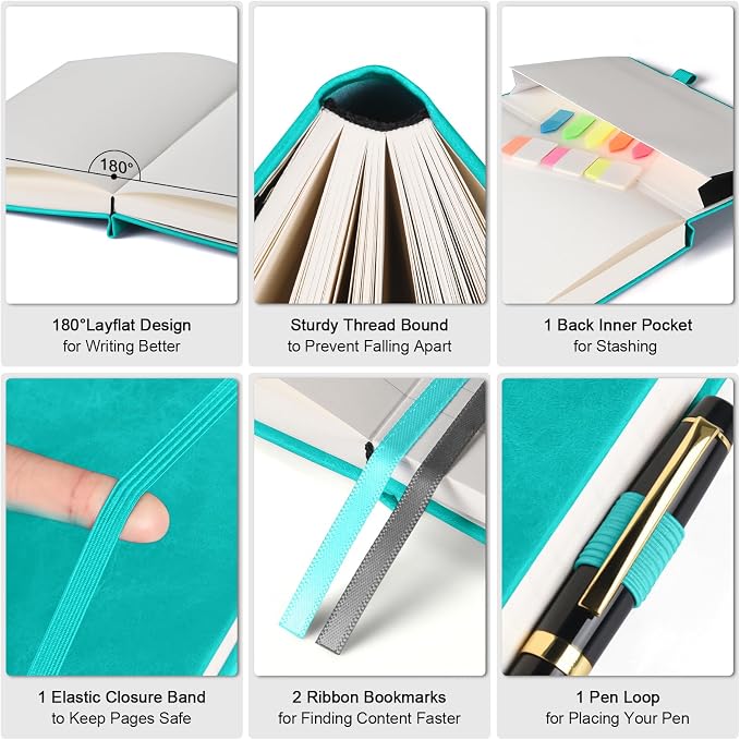 College Ruled Notebook 8.5" x 11", 312 Numbered Pages Lined Leather Journal | Extra-Thick with 2X Writing Space, 100gsm No Bleed Paper, Hardcover, Lay-Flat, for Work, School, Meeting Notes & Journaling