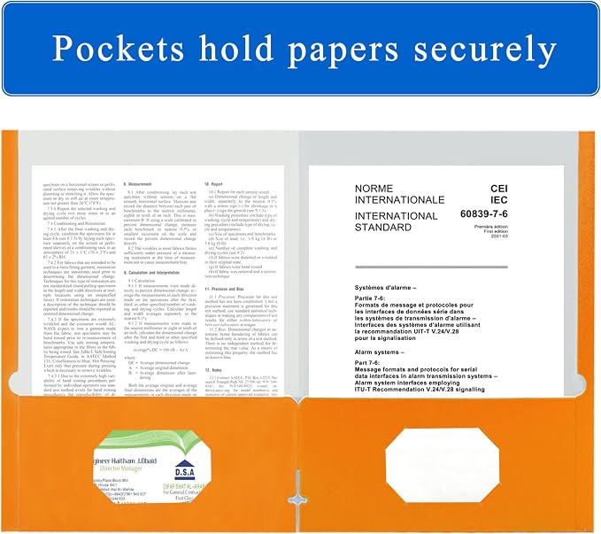 Zzrywuty File folders with Pockets,Orange Two folders for documents,25 Pack Paper Folders with Card Slot,Letter Size,School Students,Business,Home and Office Workers