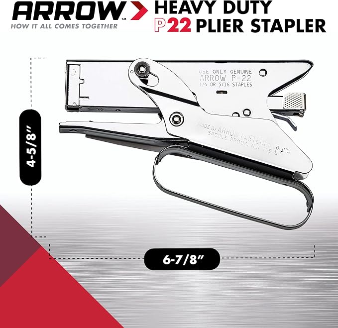 Arrow Fastener P22 Heavy Duty Handheld Plier Stapler for Crafts, Office, and Insulation, Uses 1/4-Inch and 5/16-Inch Staples (Pack of 6)