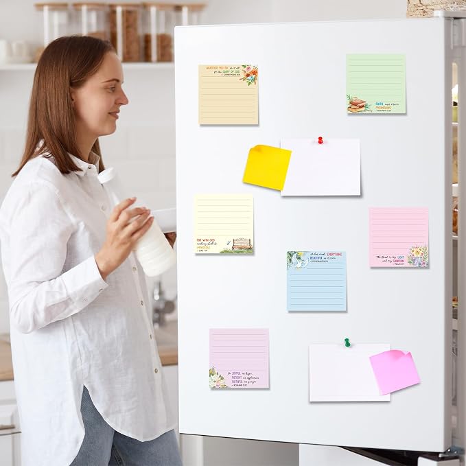 30 Pack Bible Sticky Notes - 600 Sheets Christian Notepads Inspirational Sticky Notes Religious Bible Verse Quotes Notepads for Message Reminder Gifts Diary Lists Schedules Studying Office School