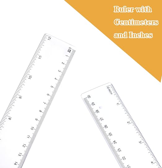 Clear Plastic Ruler, 12 inch Straight Ruler, Transparent Measuring Tools with Inches and Centimeters for School, Home and Office Supplies (2 Pack)
