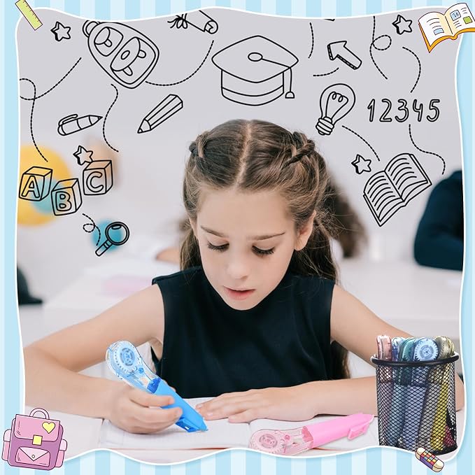auroray 9 Pack Correction Tape Pens 1/5" X 236", 9 Color Correction Tape Comfortable Pen Shape Correction Pen Easy to Use Applicator for Instant Correction Students School Office Supplies