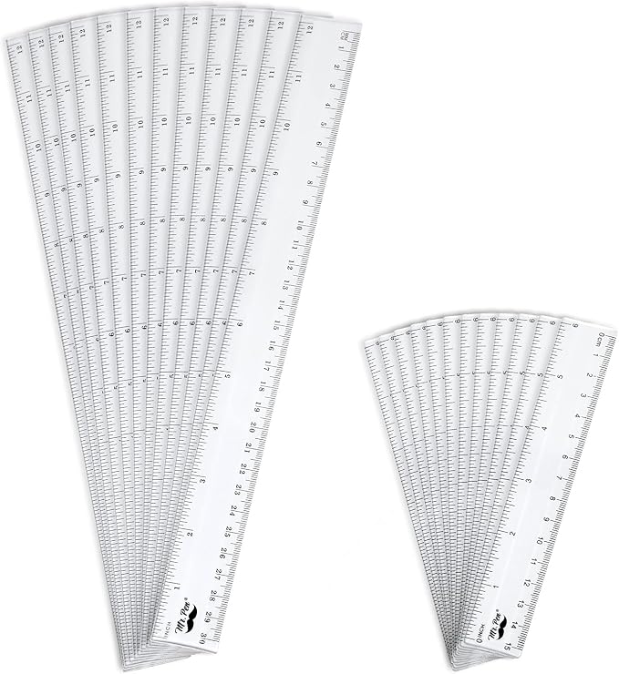 Mr. Pen- Plastic Rulers, 24 Pcs, 6 Inch & 12 Inch, Easy-to-Read Markings | Scratch-Resistant Design with Inches and Centimeters, Durable Transplant Rulers for Crafting Office & School, School Supplies
