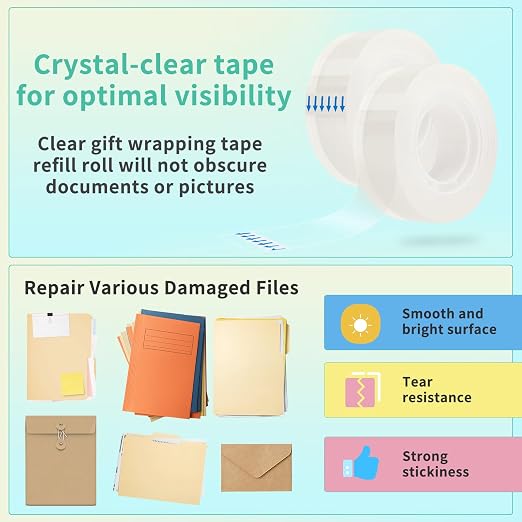 OWLKELA 4 Rolls Transparent Tape Refills, Clear Tape, All-Purpose Transparent Glossy Tape for Office, Home, School