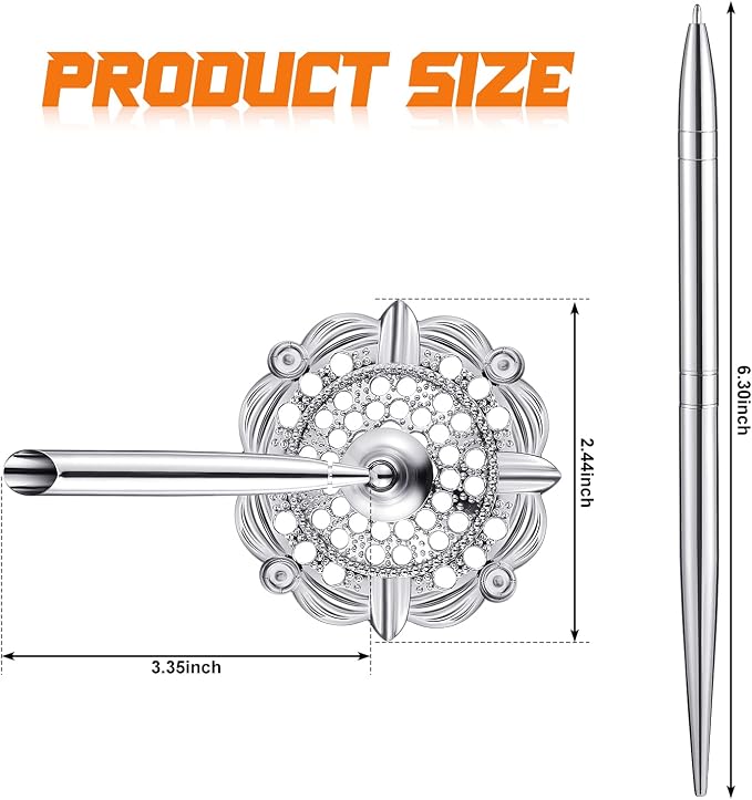 Outus 2 Pieces Wedding Pens for Guest Book Signing Pen with Metal Hollow Round Holder Stand Set for Wedding Bridal Engagement Reception Supplies(Silver)