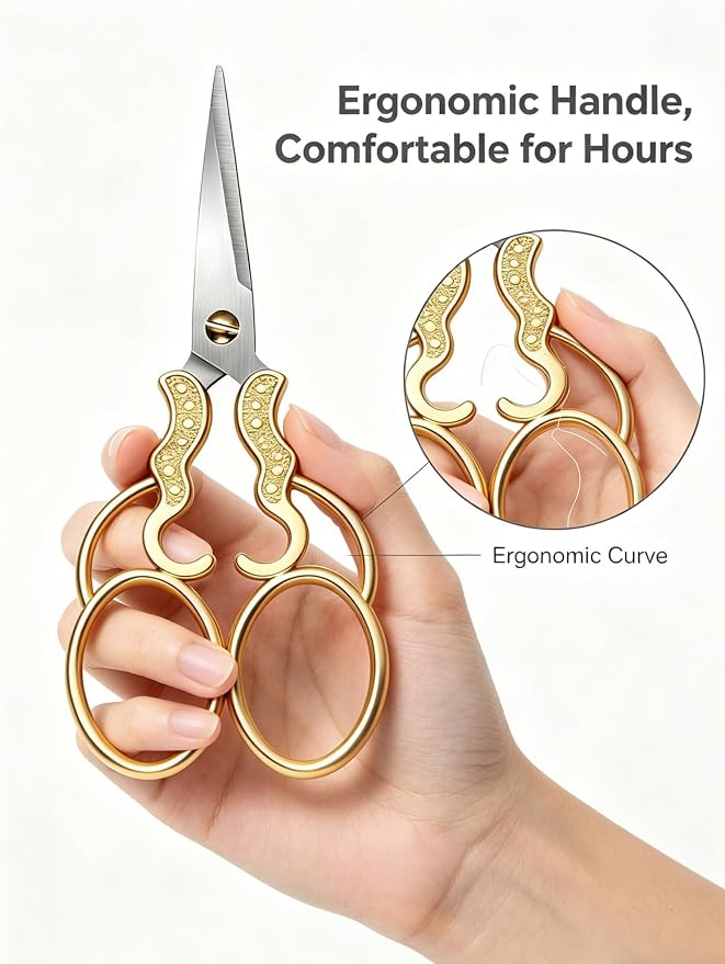 2 PCS Embroidery Scissors with 2 Covers, 5 Inch vintage Stainless Steel Sewing Scissors Sets, Decorative Handle Cutting Tool Suitable for Embroidery Thread, Paper, Yarn, DIY Projects Sewing Supplies
