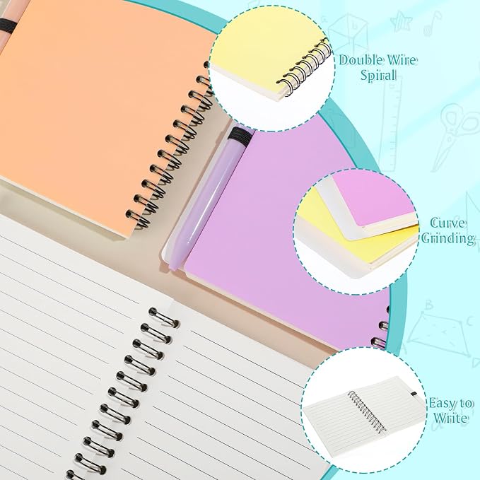 Resurhang 15 Sets Small Notebook Journal with Pen Bulk 4.5 * 5.5 Inch Pocket Size Spiral Lined Notepad for Women Men 100 Pages Notebook Employee Appreciation Gift for Work Study (Pastel)