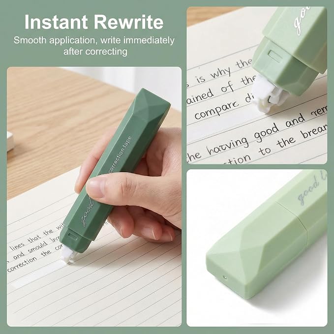 5Pcs Mini White Out Correction Tape, Portable White Out Tape for School Office Students Writing Supplies (Green)