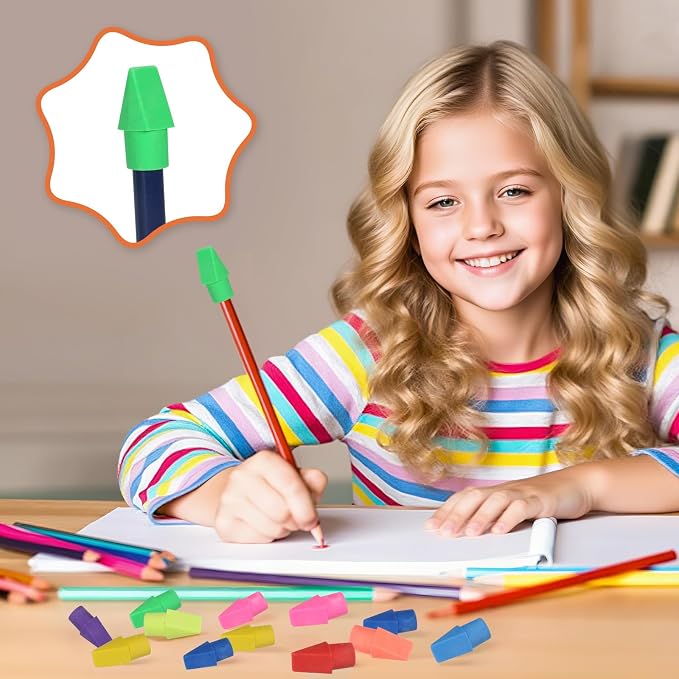 300 Pack Pencil Top Erasers Bulk 10 Colors and Cap Erasers for Pencils for Kids, Students