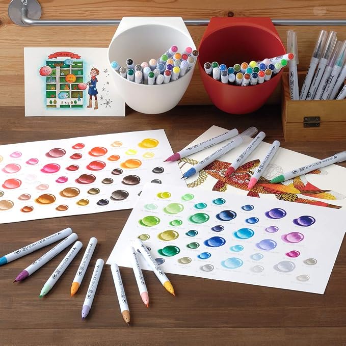 Kuretake ZIG Clean Color Real Brush Pens, 6 Colors with Flexible Brush Tips, Watercolor Pens for Painting, Drawing, Calligraphy and Brush Lettering for Artists and Beginner Painters, Made in Japan