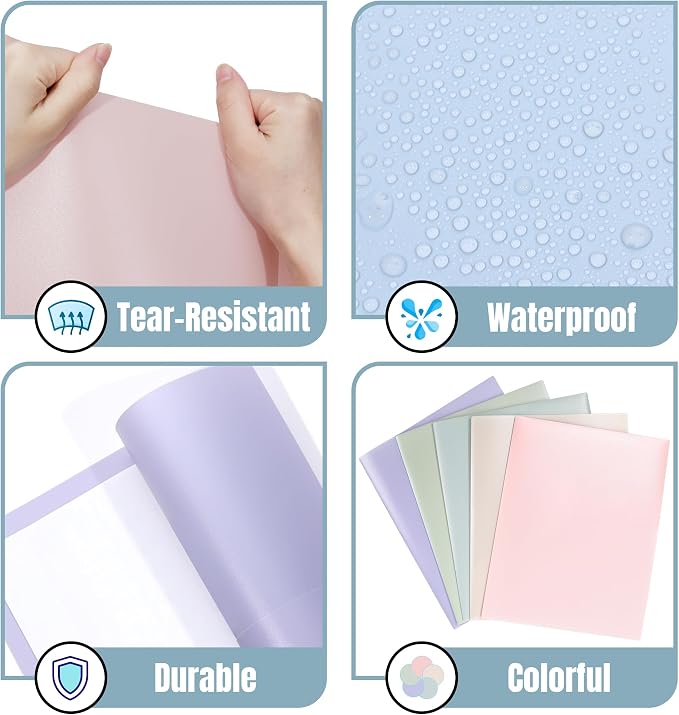 GNL Plastic Folders with Pockets, Pack of 10, Muted Pastel Colors, Heavy Duty 2 Pocket File Folders Letter Size, Pocket Folders for School, Home, and Office