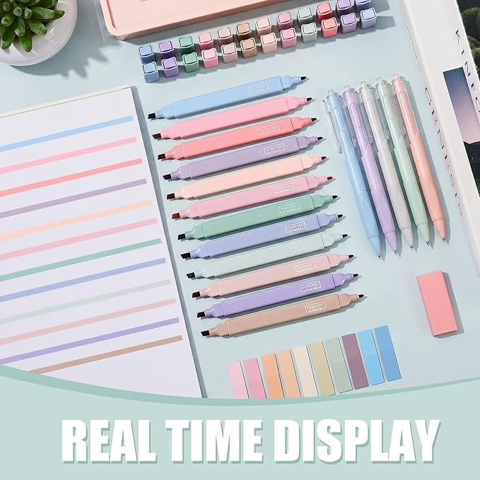 Jutom 38 Pcs Book Annotation Kit for Bible Journaling Study, Aesthetic Highlighters Pens, Index Tabs, Sticky Notes, Markers for Annotating Books Bible Page Tabs Supplies(Classic Color,Square)