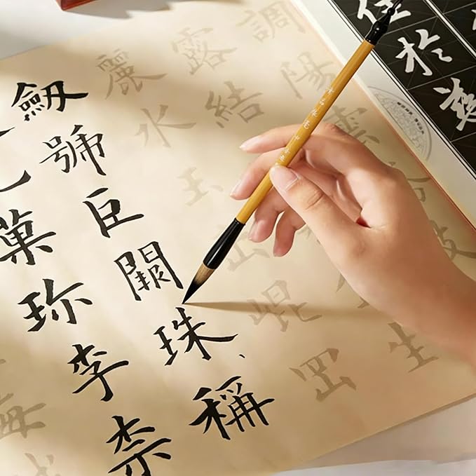 3 Sizes Chinese Calligraphy Brush Set, Chinese Writing Brushes, Wooden Ink Watercolor Painting Brushes Traditional Art Sumi Brush Wolf Hair (Large, Medium, Small)
