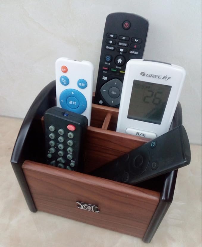 Rotating remote control holder, pen holder for desk,Wooden remote storage Organizer,TV remote control caddy@YCL872R Pen container