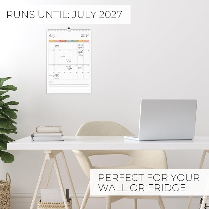 Beautiful 2026 Wall Calendar - Runs from January 2026 until July 2027 - Large 15" x 10" Office Wall Calendar for Easy Organizing