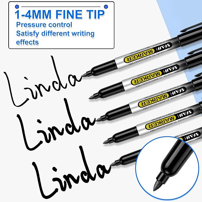 SFAIH 120 Black Permanent Markers Bulk -1s Quick Drying, Fine Point Markers for Write Mark, School, Office, Warehouse, Business, Logistics, Durable, Waterproof Ink on Paper, Plastic, Metal, Cardboard