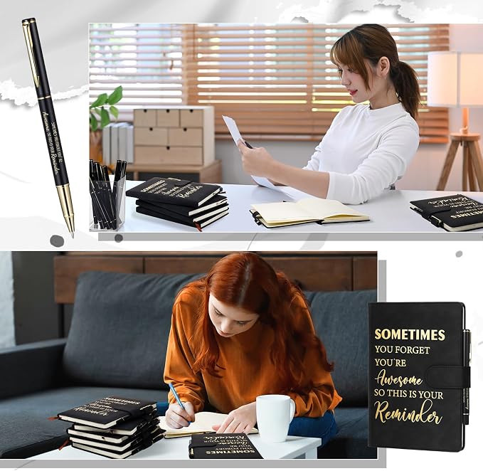 Qilery 28 Pcs Team Appreciation Gifts Bulk Employee Thank You Gift A5 Leather Journal Notebook with Ballpoint Pen for Christmas Student Teacher Volunteer Management(Novel)