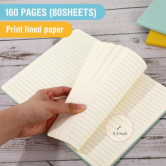 Honoson 20 Pack A5 Lined Journal Notebooks Hardcover Executive Notebook 5.5" x 8.3" PU Leather Wide Ruled Journals Bulk 160 Pages for Back to School Supplies Office Business Home (4 Pastel Colors)