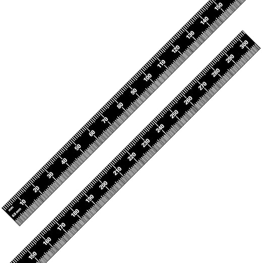 PEC Tools 12"/300mm Flexible Metal Ruler, Stainless Steel Machinist Rule with Black Chrome Finish, High Contrast, English & Metric Graduation (1/32", 1/64", 0.5mm, 1.0mm), Easy to Read, Made in USA