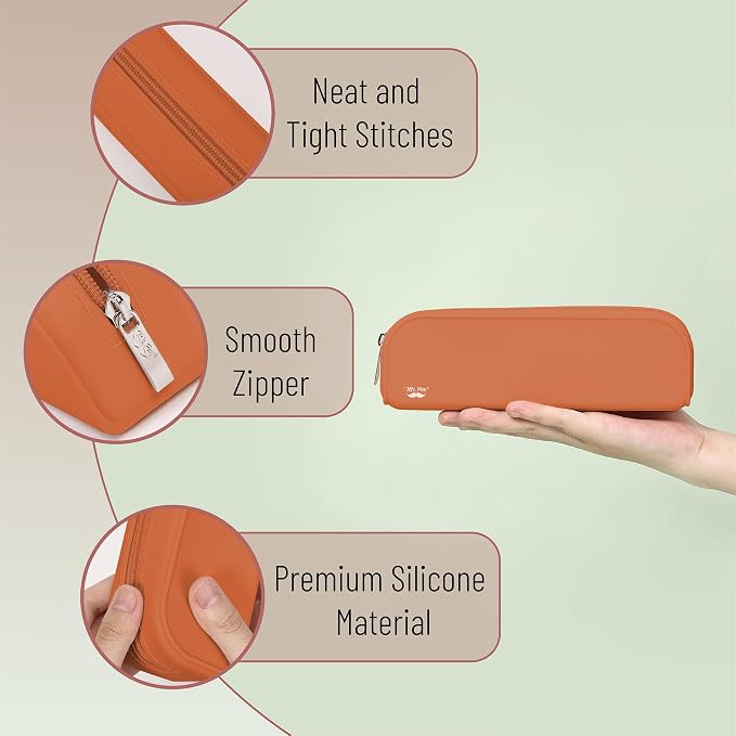 Mr. Pen- Silicone Pencil Case, Aesthetic Pencil Bag for Women, Makeup Pouch | Multifunctional Pouch for Stationery, Cosmetics and Electrical Goods Storage