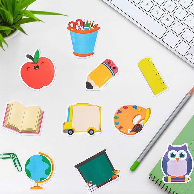 Xqumoi 30 Pack Back to School Sticky Notes Classroom Office Home Supplies | Self-Adhesive Writing Memo Pad, Daily Reminders Notepad, Welcome Back Gift, Pencil Ruler Book Blackboard Shaped, for Kid Teen