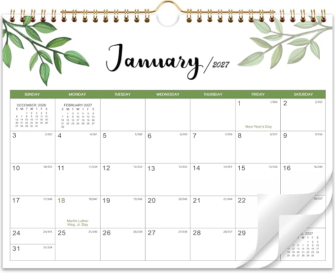 Calendar 2027 - Wall Calendar 2027, Jul. 2026 - Dec. 2027, 11" x 8.5", Small 18 Monthly Calendars 2027 with Thick Paper and Julian Date