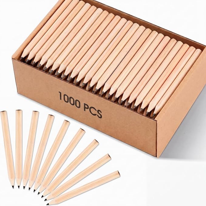 Yexiya Golf Pencils Bulk Half 2 HB 3.5 Pre Sharpened Hexagonal Yellow Wood Mini Pencils for Party Favors Kids School Classroom Office Supplies(1000 Pcs)