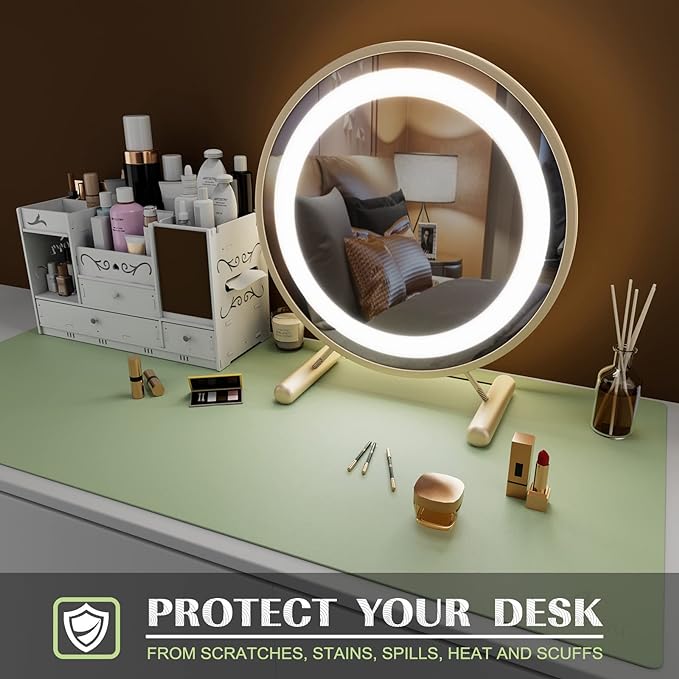 K KNODEL Extra Large Desk Mat, Leather Mouse Pad (35.4"x17", Light Green) | Desk Pad, Keyboard Pad, Computer and Laptop Mat, Desktop Protector and Cover, Writing Pad and Blotter for Home Office