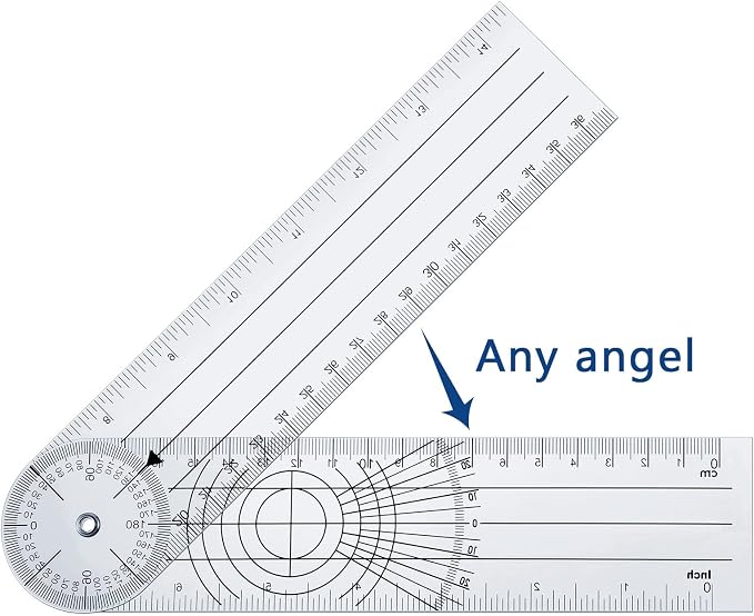 Weewooday 8 Pack Classroom Goniometer Angle Ruler Set, 7 Inch Clear Plastic Angle Finder Protractor with Rotating Arm, Geometry Measuring Tools for Students Teachers Drafting Woodworking
