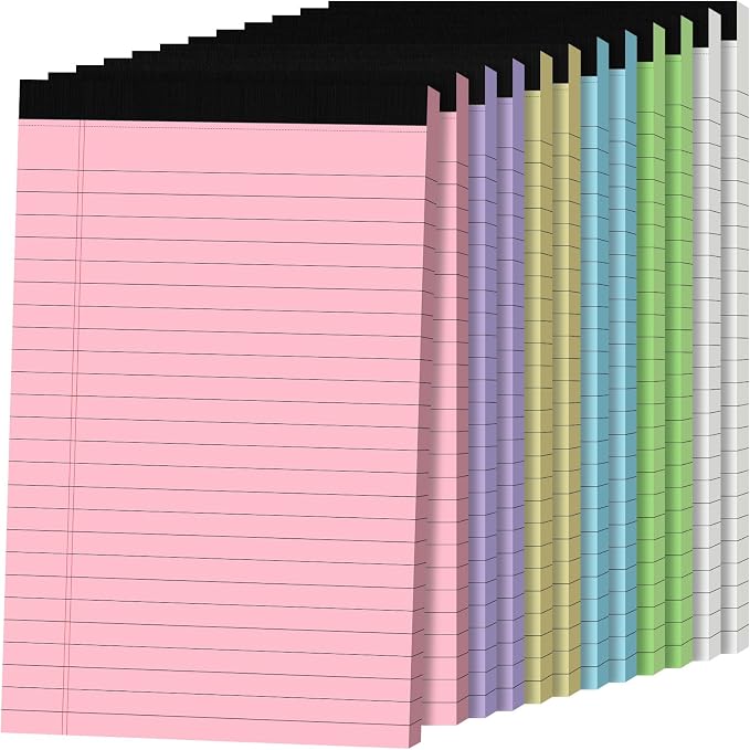 12pcs Small Note Pads, Colored Notepads 5x8 College Ruled Notebook, Writing Pads 5 x 8, Legal Pads, Pad Paper Perforate Notebooks for Work, Message, School, Office Supplies,30 Sheets/Pack