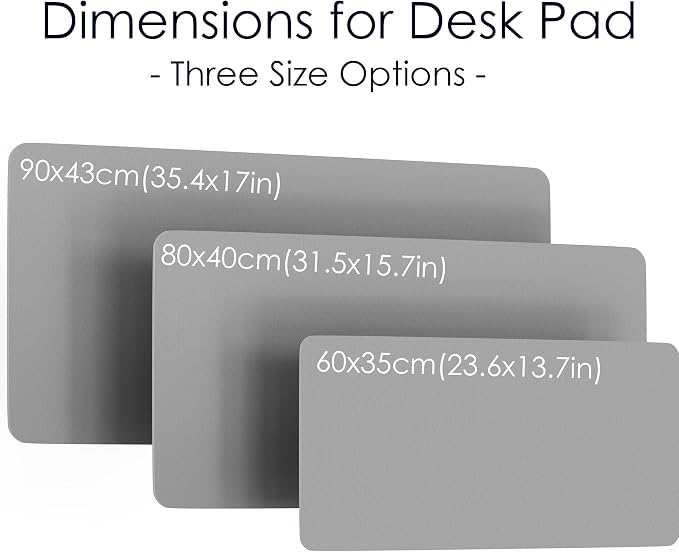 Leather Desk Pad Protector, Waterproof Mouse Pad, PU Desk Mat, Office Desk Cover, Desk Writing Mat for Office/Home/Work/Cubicle (Gray/Silver) 35.4x17 in