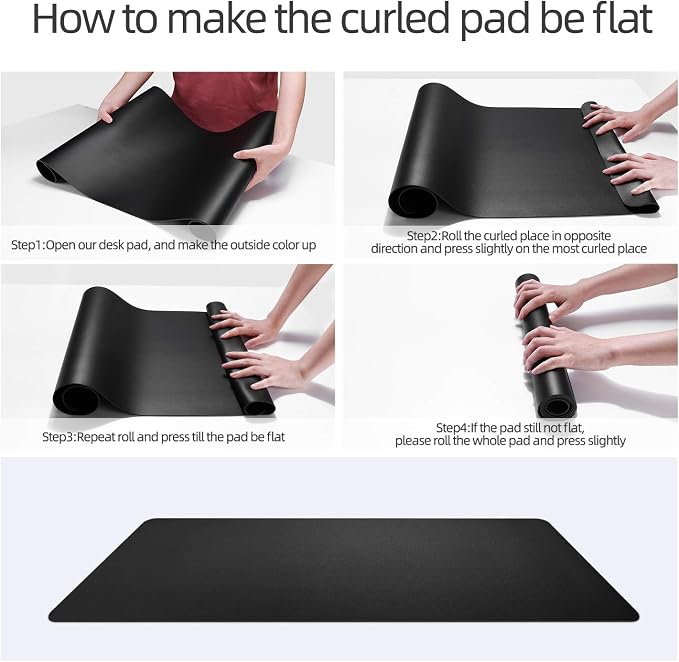 YSAGI Dual-Sided Desk Pad Protector, Desk Mat with Non-Slip - Waterproof PU Leather Office Desk Blotter for Mouse, Keyboard, Writing,31.5" x 15.7", Black