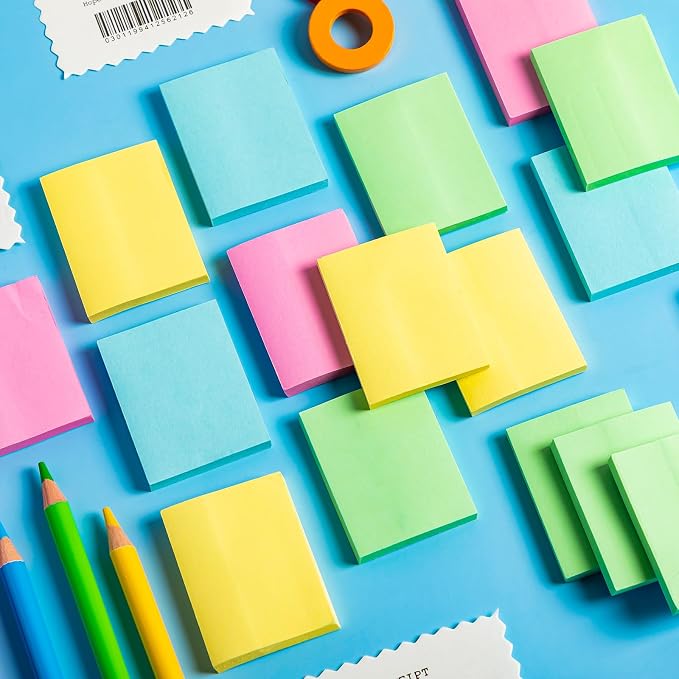 60 Pads Sticky Notes Bulk 1.5 x 2 Inch Mini Self Stick Note Small Assorted Bright Colors Paper Memo for Office School Notebook Supplies 50 Sheets/pad (Classic Color)