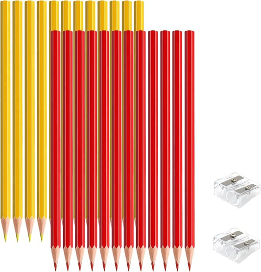 24 PCS Red Yellow Colored Pencils, Pre-sharpened Professional Wooden Art Pencils Set for Artists Painting | Premium Drawing Sketching Supplies (Red Yellow)