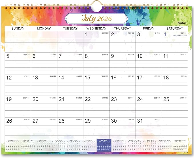 2026-2027 Wall Calendar - 2026-2027 Calendar, 18 Months Calendar, Jul.2026 - Dec.2027, Monthly Calendar with Julian Date, 15 x 11.5 in, Twin-Wire Binding, Great for Hanging on The Wall, Color Design