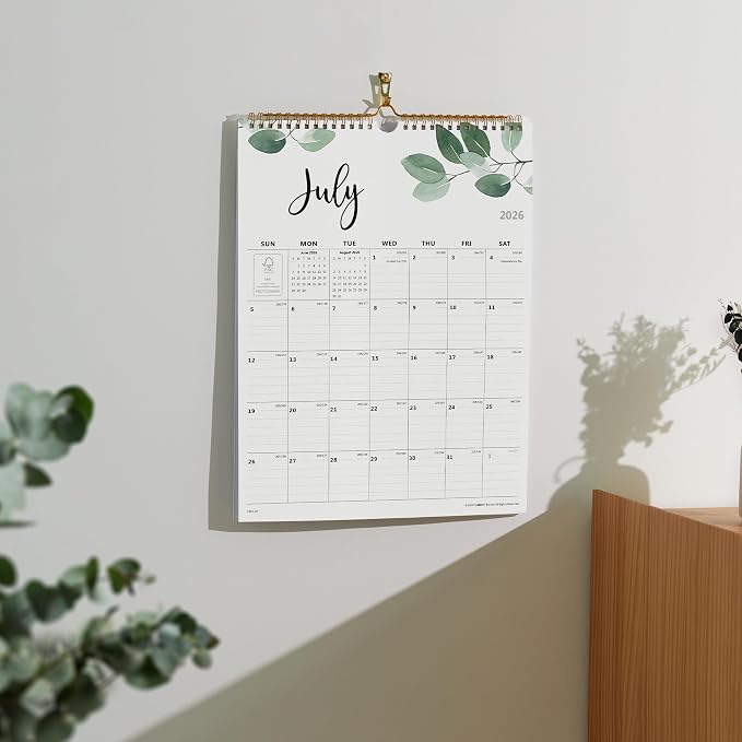 Calendar 2026-2027, Wall Calendar 2026-2027 from July 2026 to December 2027, Perfect for Home Schooling Plan, Daily Blocks with Julian Dates, Premium Monthly for Organizing,15 x 12 Inches