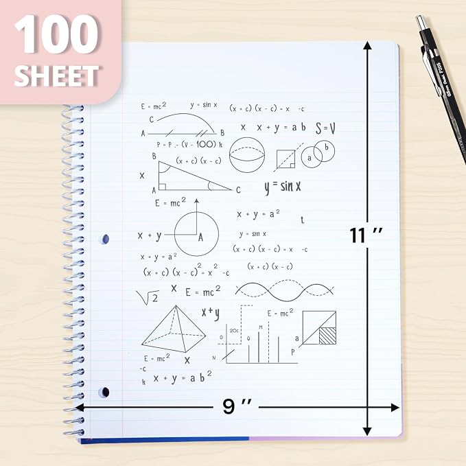 ONAVIA 1 Subject Spiral Notebook College Ruled 3 Pack, 200 Pages, Assorted | ONAVIA 1 Subject Spiral Notebook College Ruled 3 Pack, 200 Pages, Assorted
