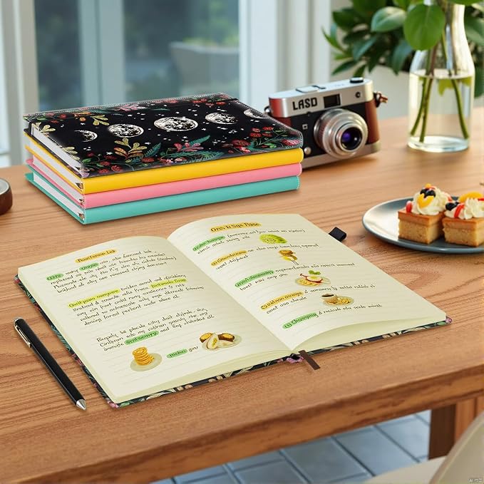 Hardcover Executive Notebooks, A5 PU Leather Lined Journal Notebook, 200 Pages Thick Paper Subject Notebooks for School,Work,Home Writing Business Notebook, Diary Book ，Plants and Leaves