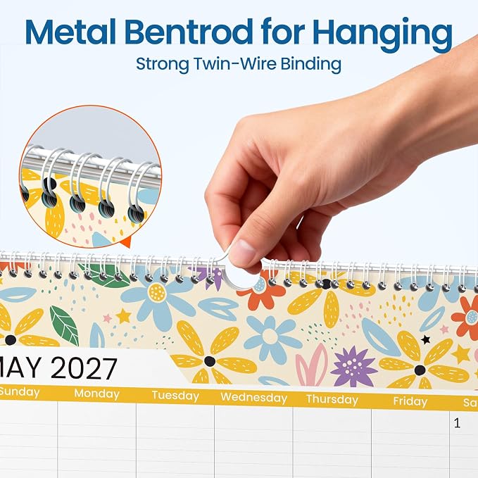 SUNEE 2026-2027 Wall Calendar Large 22.75"x15.5", 21 Month July Calendar (Ends March 2028), Vertical Extra Large, Seasons Color